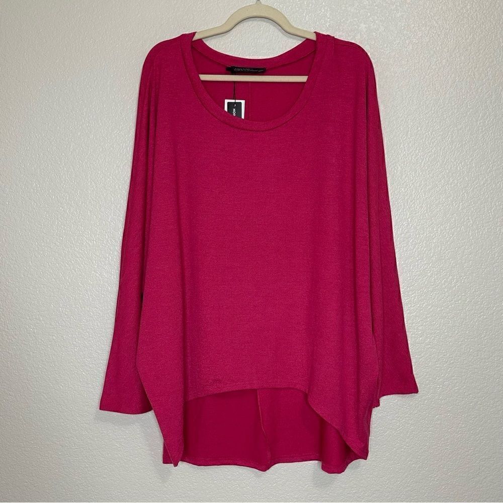 NWT Zanzea Pink Textured High-Low Dolman Sleeves Sweater